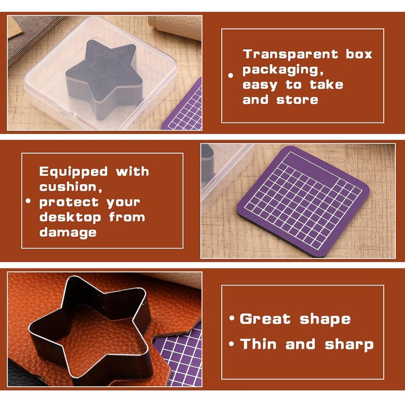 Yizzvb 8 Pcs Leather Star Shape Cutter Tool Set, Leather Punch Set, High Carbon Steel Multiple Shapes Hollow Craft Punching Tools for DIY Cutter Craft, Punching Die Set, 8 Sizes 20 25 30 35 40 45 50 55mm - Image 4